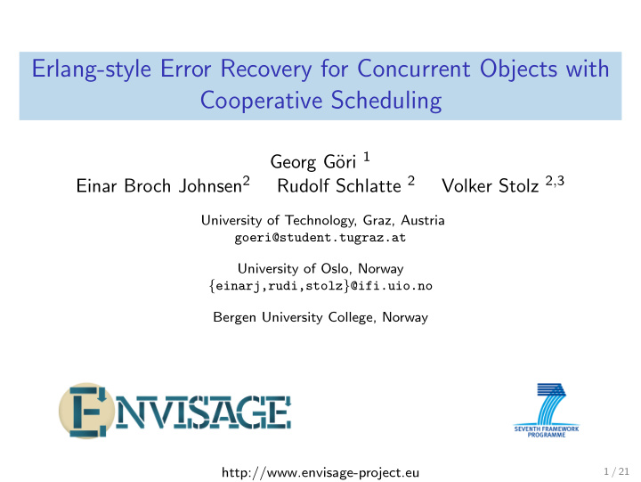 erlang style error recovery for concurrent objects with