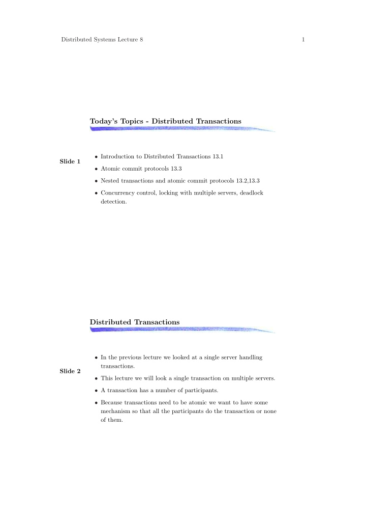 today s topics distributed transactions