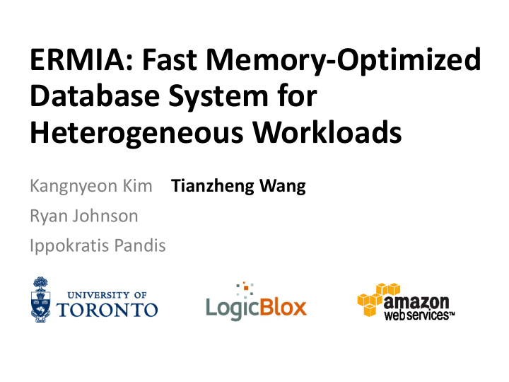 ermia fast memory optimized database system for