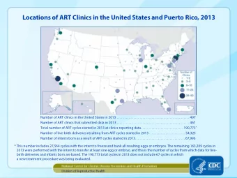 Locations of ART Clinics in the United States and Puerto Rico, 2013  Number of ART clinics in the