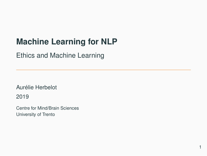 machine learning for nlp