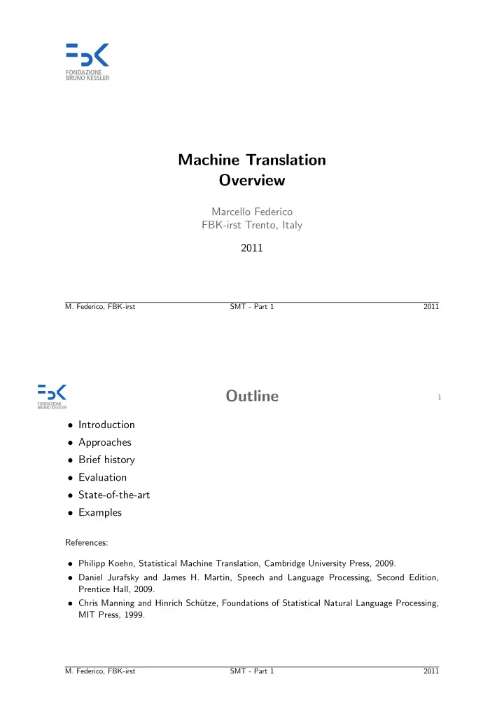 machine translation overview