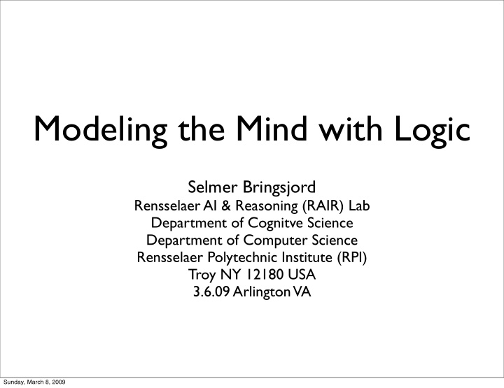 modeling the mind with logic