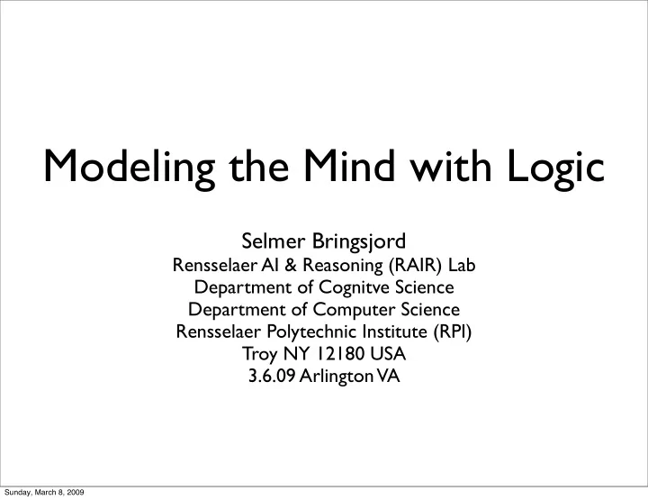 modeling the mind with logic