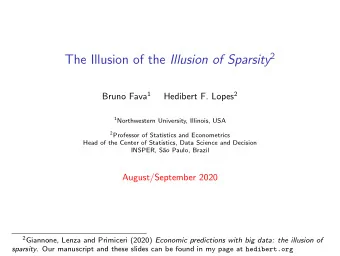 Outline  Motivation  Sparsity in static regressions  Ridge and lasso regressions  Spike and slab