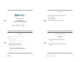 a = b  c  . . . C ONTENT G ENERAL R ECURSION  Intro &amp; motivation, getting started with