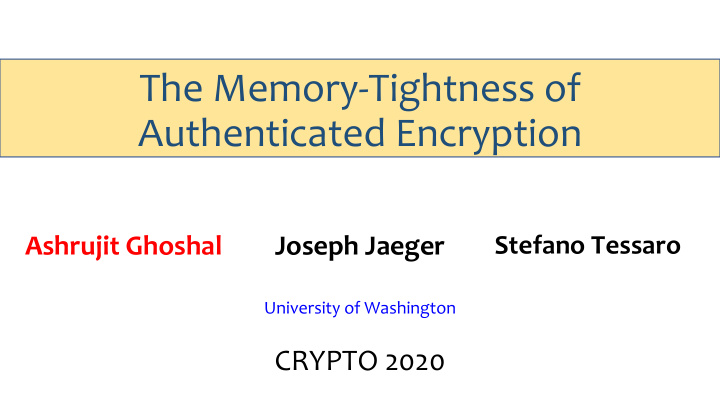 the memory tightness of authenticated encryption