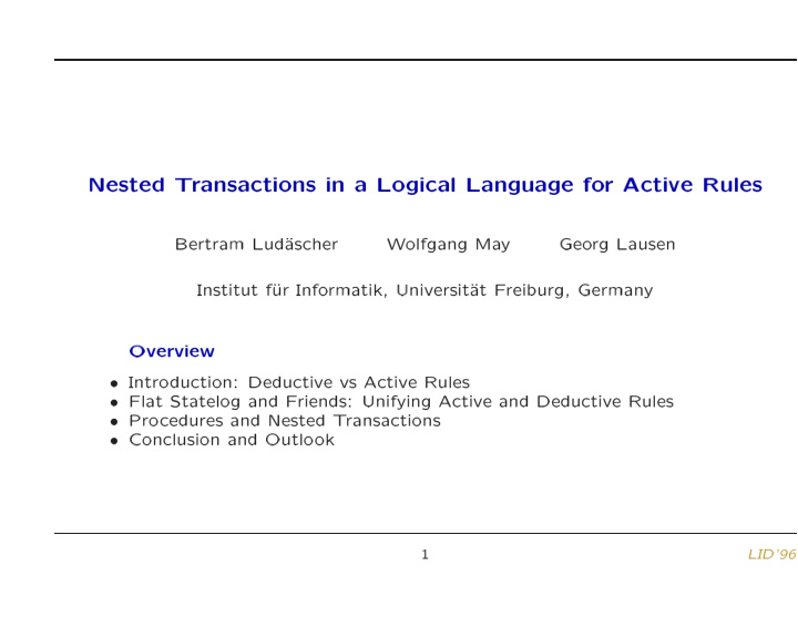 nested t ransactions in a logical language fo r active