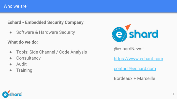 who we are eshard embedded security company software