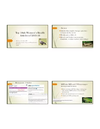 T  o p 10ish Wo me n s He a lth  o r to pic s in the  ne ws  Mo stly g yn, a  little  o b