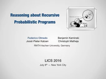 Reasoning about Recursive  1 Pr[ nobody disturbs ]   3  2 Pr[ nobody disturbs ]   1