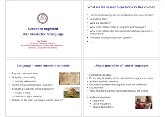 What are the research questions for this course?  How is the knowledge (in our minds) grounded