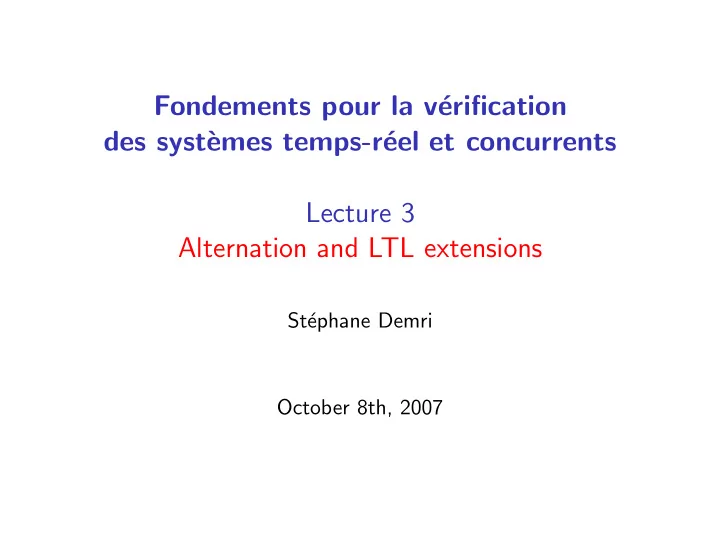 fondements pour la v erification des syst emes temps r
