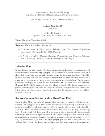 Introduction  In this lecture we will examine the first commercial application of quantum optical