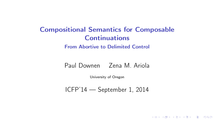 compositional semantics for composable continuations