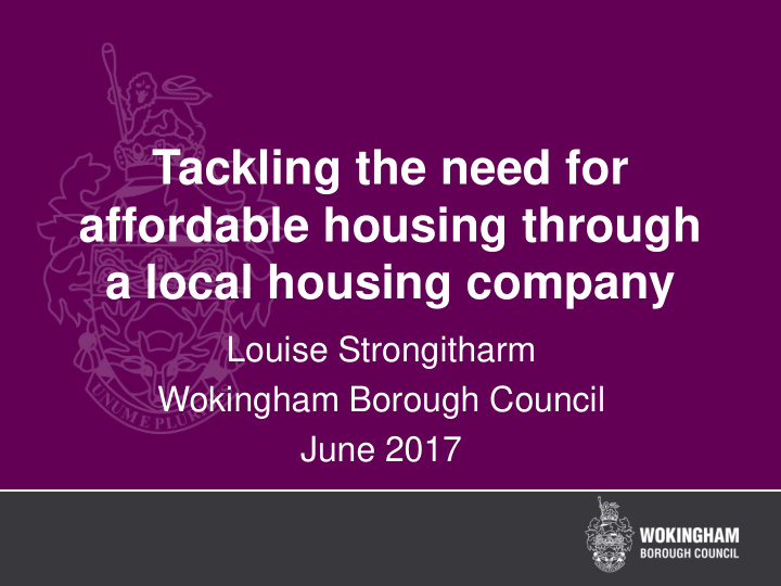 tackling the need for affordable housing through a local