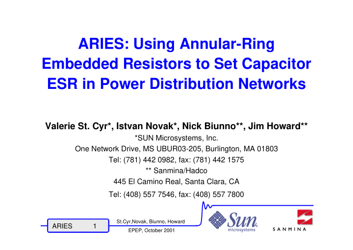 aries using annular ring embedded resistors to set