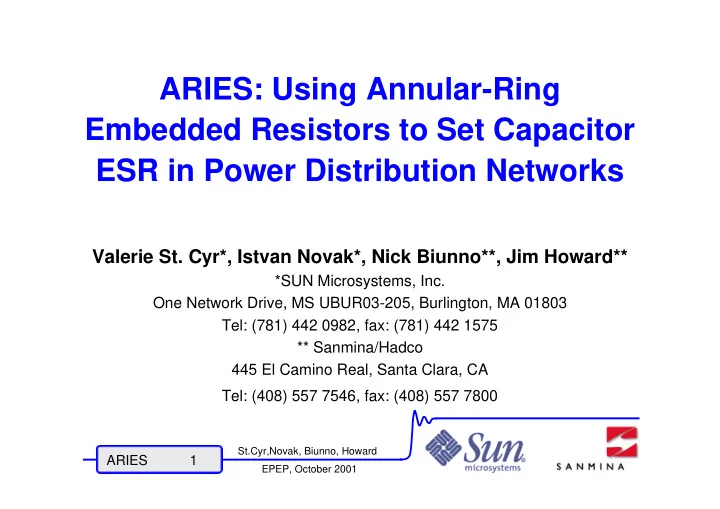 aries using annular ring embedded resistors to set