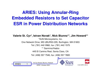 ARIES: Using Annular-Ring  Embedded Resistors to Set Capacitor  ESR in Power Distribution Networks