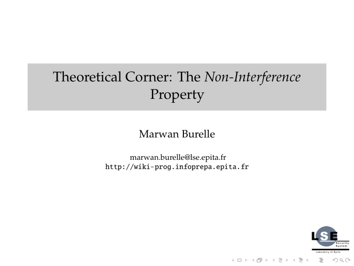 theoretical corner the non interference property