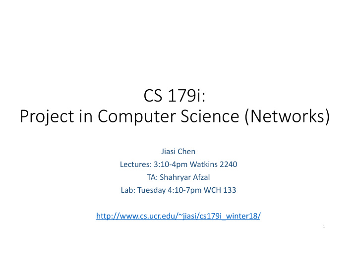 cs 179i project in computer science networks