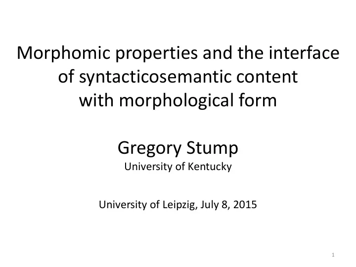 morphomic properties and the interface