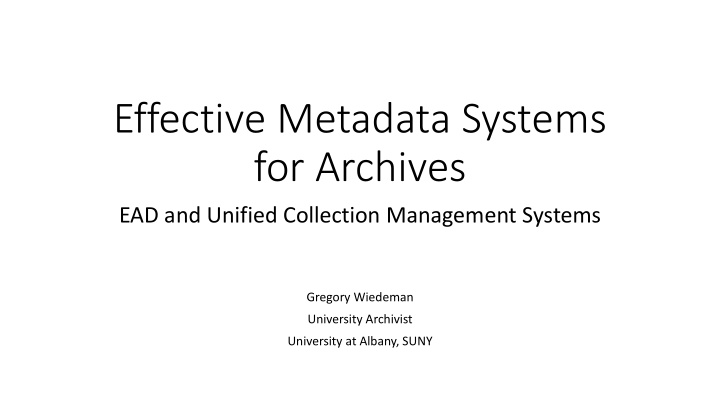effective metadata systems