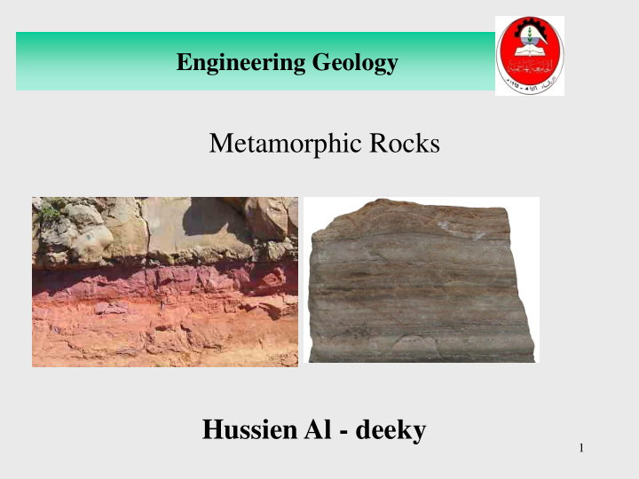 engineering geology metamorphic rocks hussien al deeky 1