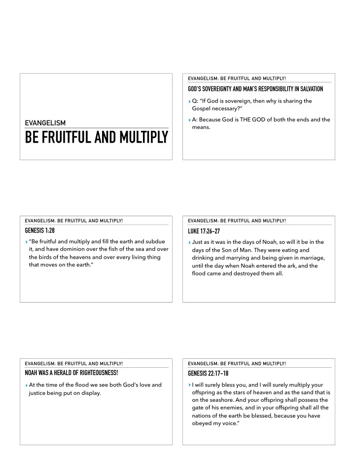 be fruitful and multiply