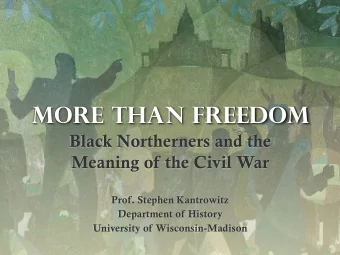 MORE THAN FREEDOM  Black Northerners and the  Meaning of the Civil War  Prof. Stephen Kantrowitz