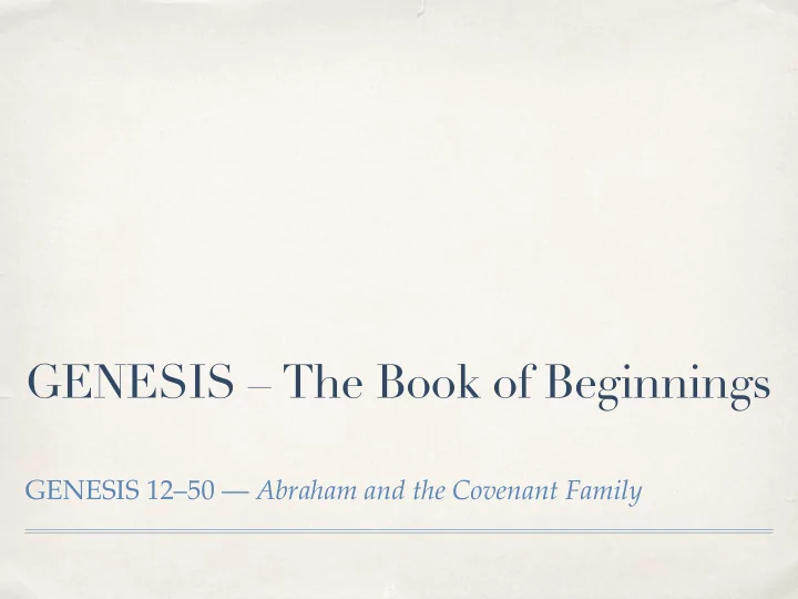 genesis the book of beginnings