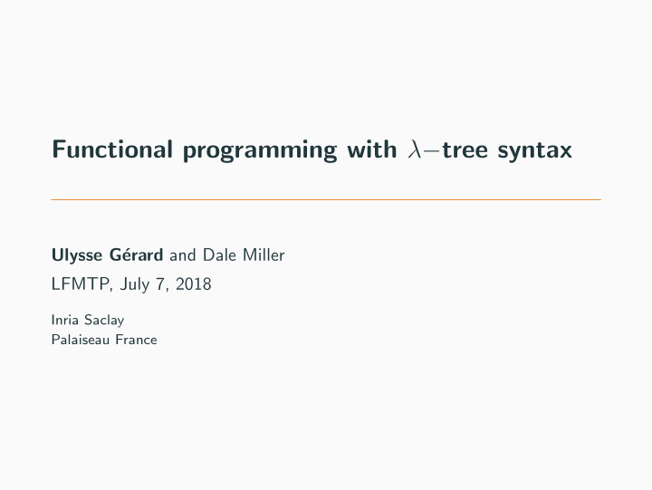 functional programming with tree syntax