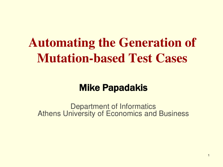 automating the generation of mutation based test cases
