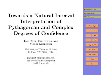 Towards a Natural Interval  Main Reference  Interpretation of  Pythagorean and Complex  Home Page