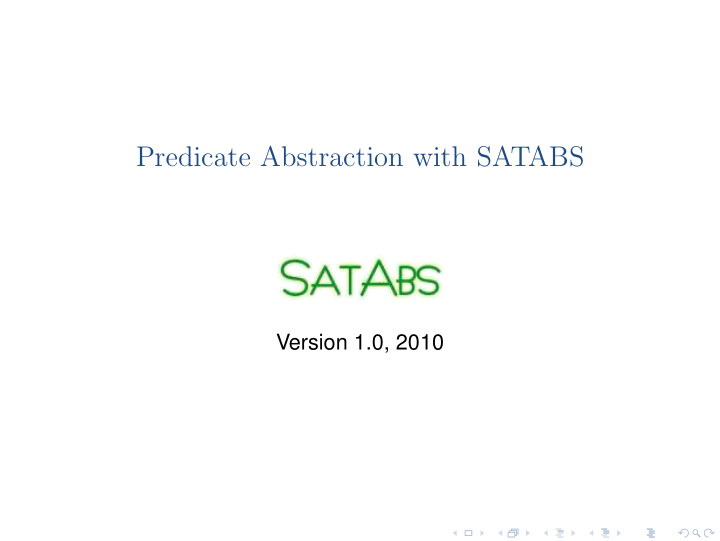 predicate abstraction with satabs