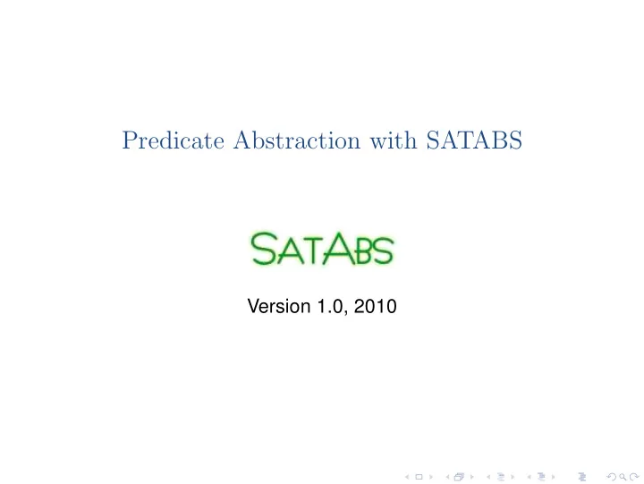 predicate abstraction with satabs