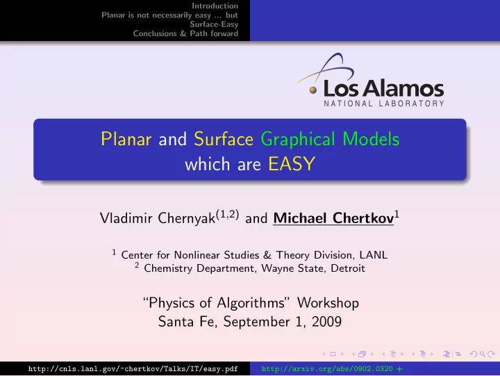 planar and surface graphical models which are easy