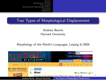 Two Types of Morphological Displacement  Andrew Nevins  Harvard University  Morphology of the