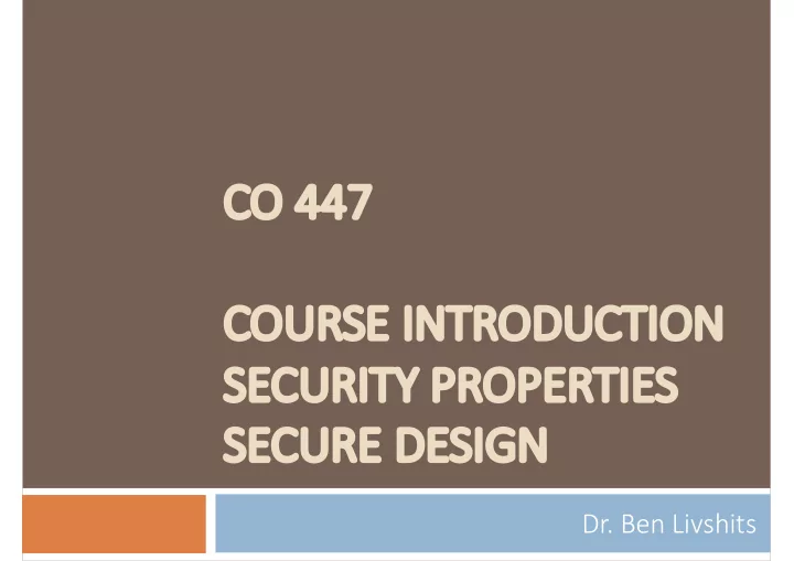 co co 447 co course introduction se secu curit rity p