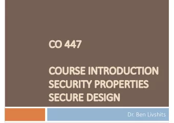 CO  CO 447  CO  COURSE INTRODUCTION  SE  SECU  CURIT  RITY P  PROP  OPER  ERTIE  IES  SE  SECU
