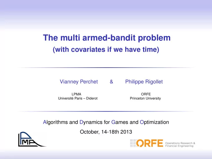 the multi armed bandit problem