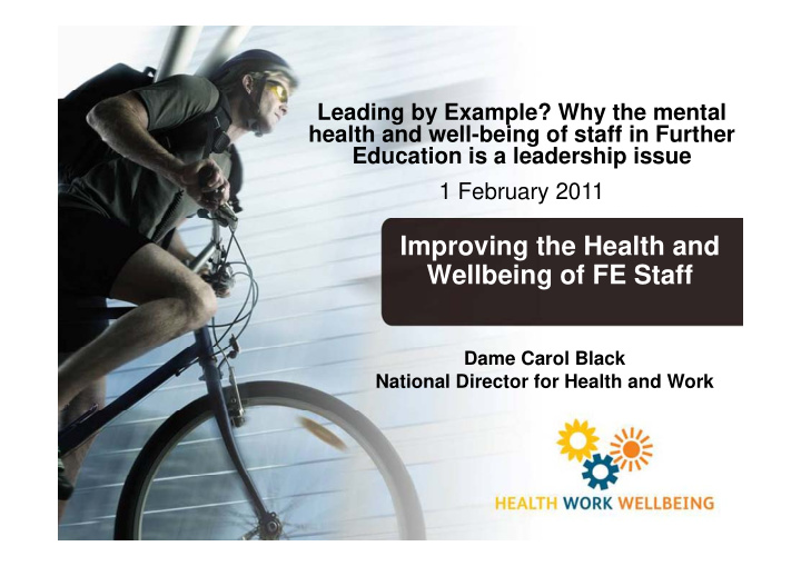 improving the health and wellbeing of fe staff wellbeing
