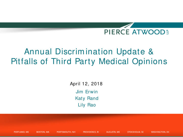 annual discrimination update pitfalls of third party