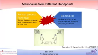 Me  Menopause from Di  Different  t Standpoints  ts  Normal process  Biomedical  (feminist)