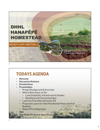 DHHL  HANAPP  HOMESTEAD  BENEFICIARY MEETING 2  12. 05. 2019  Presented by SSFM International