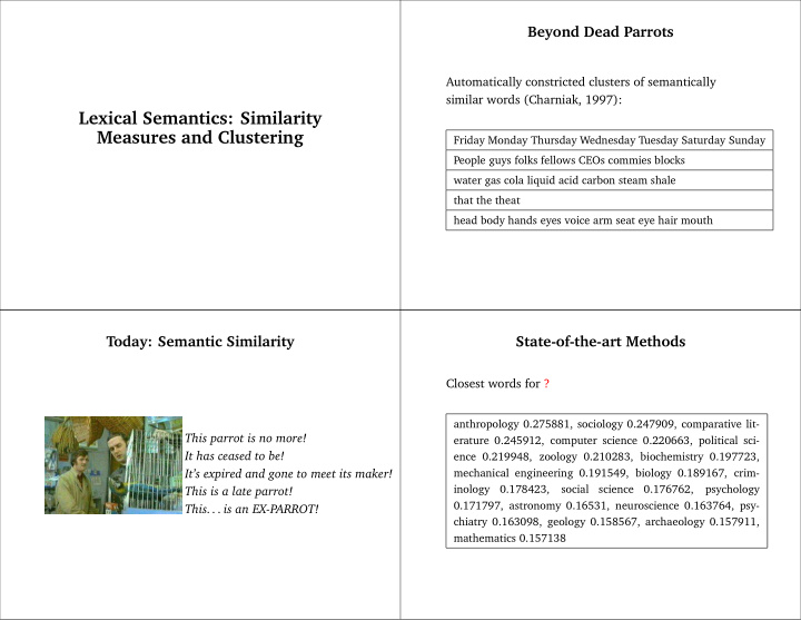 lexical semantics similarity measures and clustering