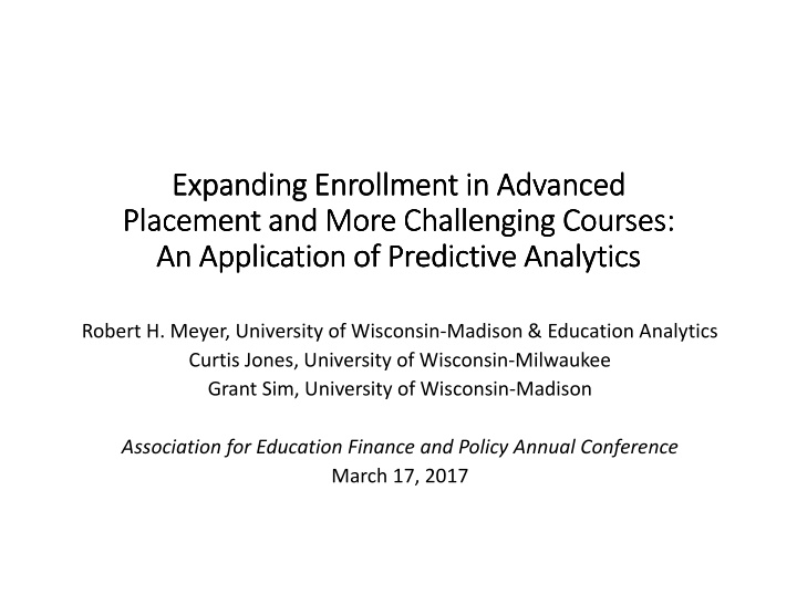 expanding enrollment in advanced expanding enrollment in