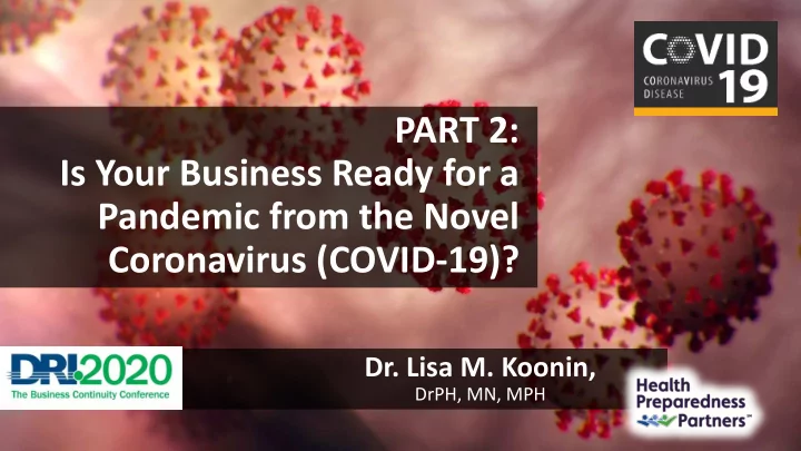 part 2 is your business ready for a pandemic from the