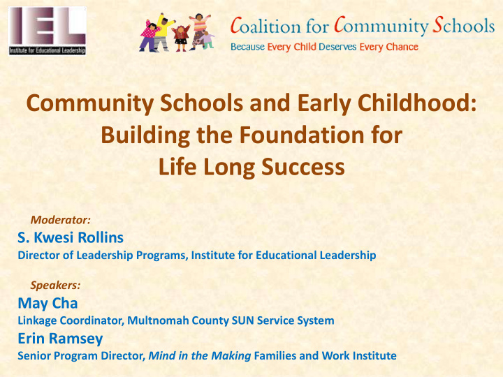 community schools and early childhood