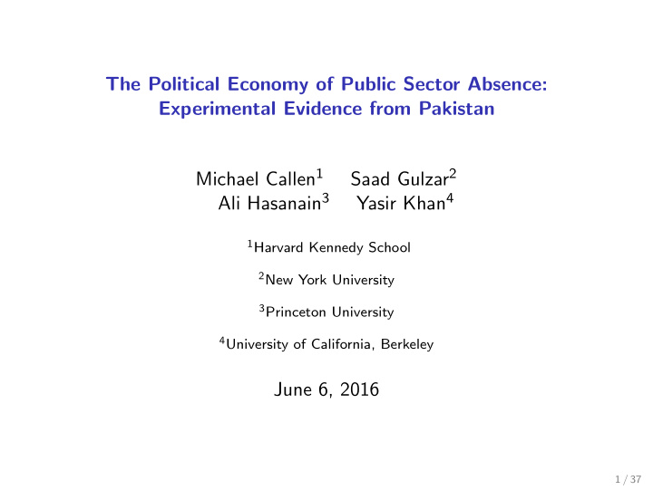 the political economy of public sector absence